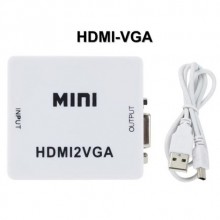 Переходник конвертер с HDMI на VGA + audio с дополнительным питанием MINI HDMI2VGA Белый