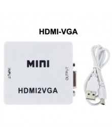 Переходник конвертер с HDMI на VGA + audio с дополнительным питанием MINI HDMI2VGA Белый