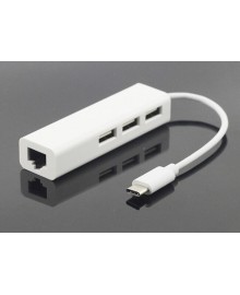 Адаптер (переходник) USB Type-C to Ethernet +USB 2.0 multiple USB Hub