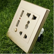 Универсальная розетка внутренняя двойная с USB портами Zebronics 220V + 2 x USB 2.1Ah, с заземлением