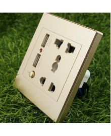 Универсальная розетка внутренняя двойная с USB портами Zebronics 220V + 2 x USB 2.1Ah, с заземлением