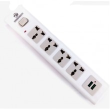 Сетевой фильтр удлинитель универсальные розетки ZEBRONICS Z-105, 2m, 4 розеток + 2USB