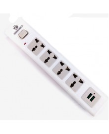 Сетевой фильтр удлинитель универсальные розетки ZEBRONICS Z-105, 2m, 4 розеток + 2USB